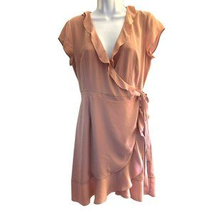 Sunday Best Aritzia Women's Blush Pink Ruffle Wrap Dress Size 6 Summer